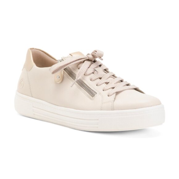 REMONTE Shoes - REMONTE Leather Alina 03 Comfort Sneakers Athleisure Shoe Pebble for women 462tn